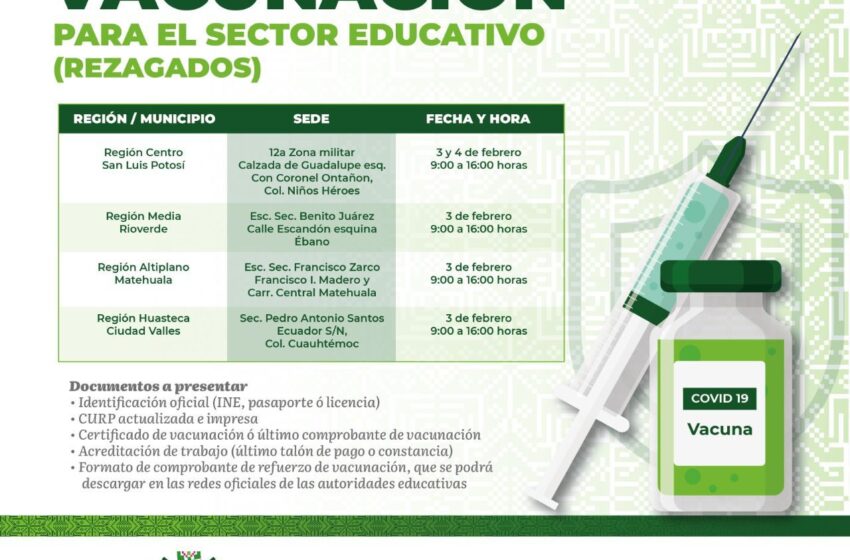  Jornada de vacunación para rezagados del sector educativo