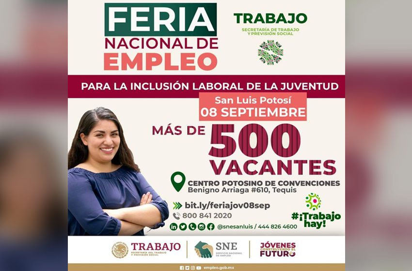 Habrá Feria del Empleo para jóvenes en SLP