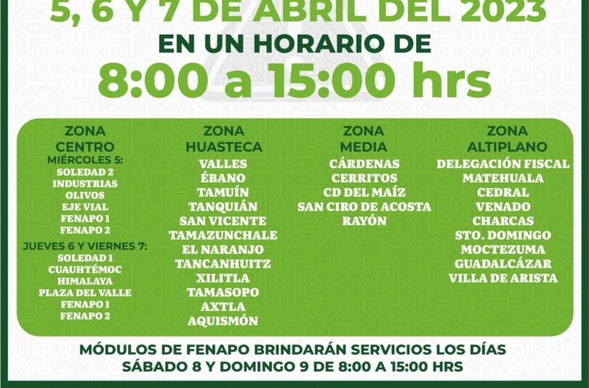  Recaudadoras darán servicio toda la semana anuncia SEFIN