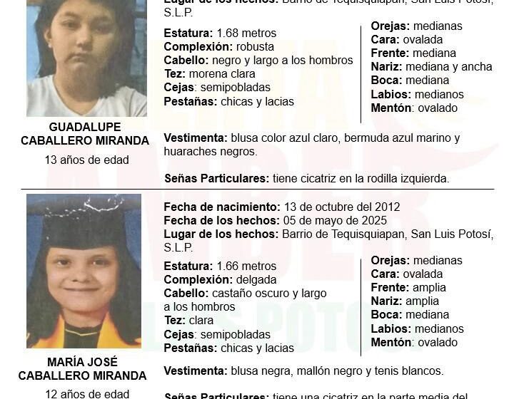 Fiscalía De Slp Activa Alerta Amber Para Localizar A Dos Niñas