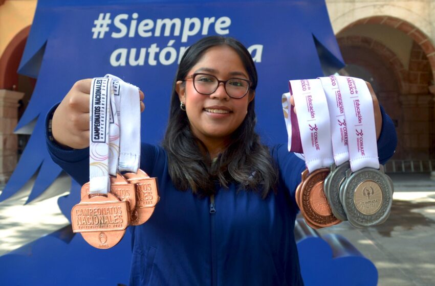 Brilla Andrea Sandoval, estudiante de la UASLP, con tres medallas en la Olimpiada Nacional CONADE 2025