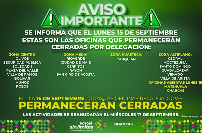 OFICINAS RECAUDADORAS BRINDARÁN ATENCIÓN ESTE LUNES DE PUENTE