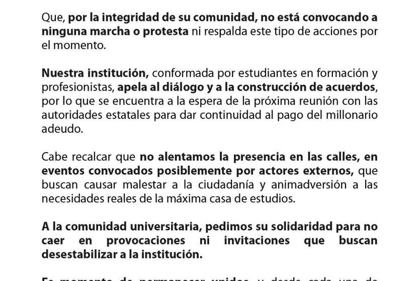  UASLP aclara que no convoca marchas y reitera apuesta por el diálogo