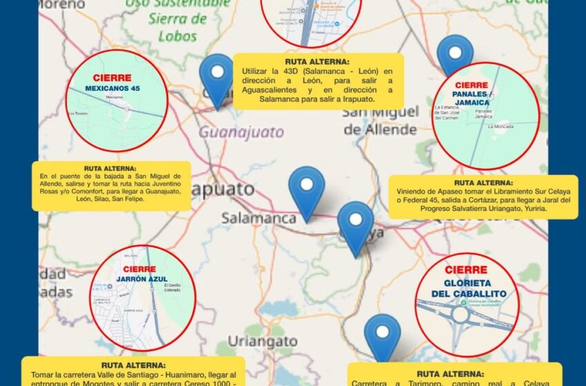 Guanajuato emite aviso preventivo por posibles cierres carreteros ante movilización nacional del sector agrícola