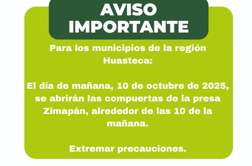 GOBIERNO ESTATAL EN ALERTA POR DESFOGUE DE LA PRESA ZIMAPÁN