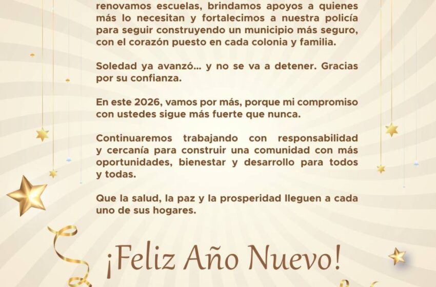  EN EL 2026, SOLEDAD CONTINUARÁ EN EL RUMBO DE LA MODERNIDAD, EL PROGRESO Y EL BIENESTAR SOCIAL: JUAN MANUEL NAVARRO