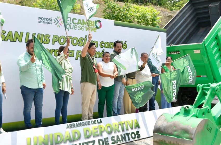  Gallardo arranca unidad deportiva en Tancanhuitz y entrega carretera hacia Tampamolón
