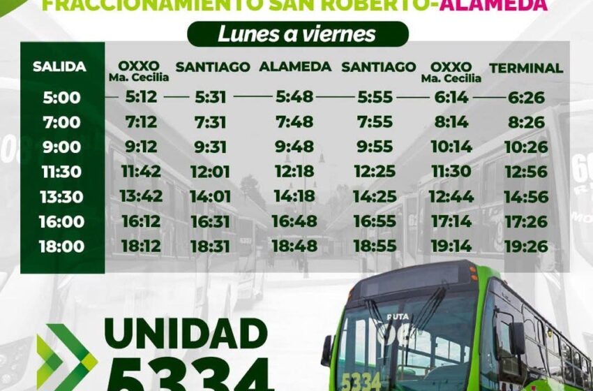  GOBIERNO ESTATAL DA A CONOCER RUTA, PARADAS Y HORARIOS DE PRUEBA PILOTO DE LA RUTA 6 SAN ROBERTO–ALAMEDA