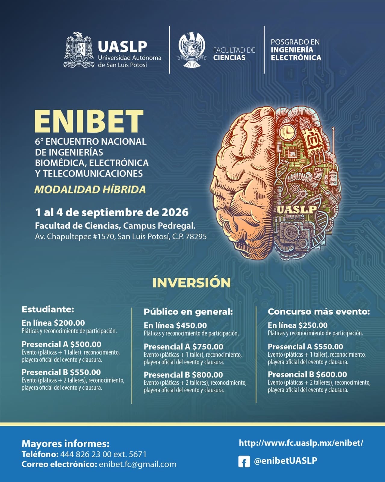 Cartel del sexto Encuentro Nacional de Ingenierías Biomédica, Electrónica y Telecomunicaciones de la UASLP.