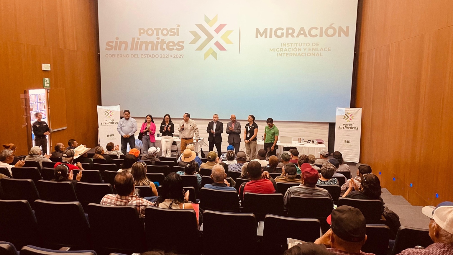 Evento del Instituto de Migración y Enlace Internacional para orientar a paisanos potosinos sobre trámites de pensión del Seguro Social estadounidense