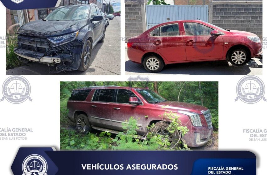  FISCALÍA ASEGURA EN SLP TRES VEHÍCULOS CON REPORTE DE ROBO EN DISTINTAS ACCIONES OPERATIVAS