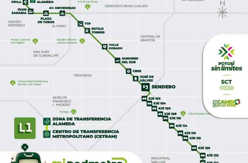  SCT publica mapa oficial de las cuatro líneas de RedMetro en la zona metropolitana