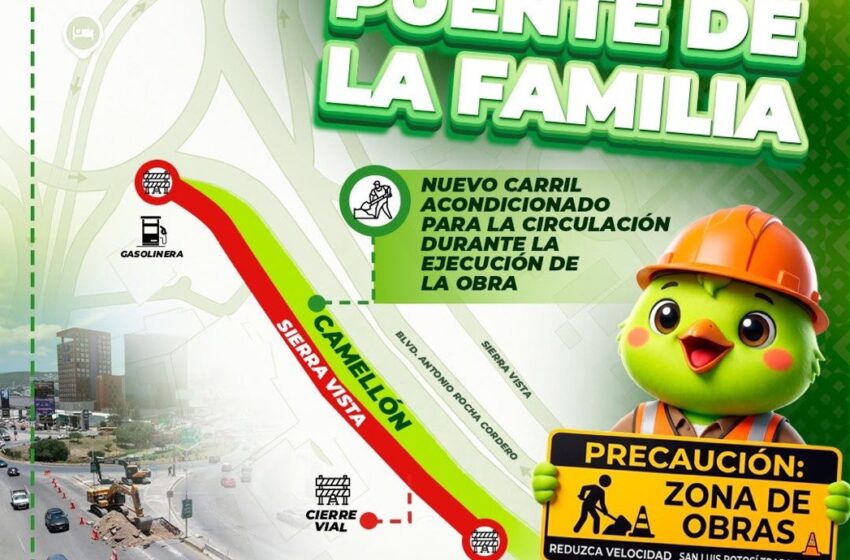  Seduvop anuncia ajustes viales por construcción del Puente de la Familia