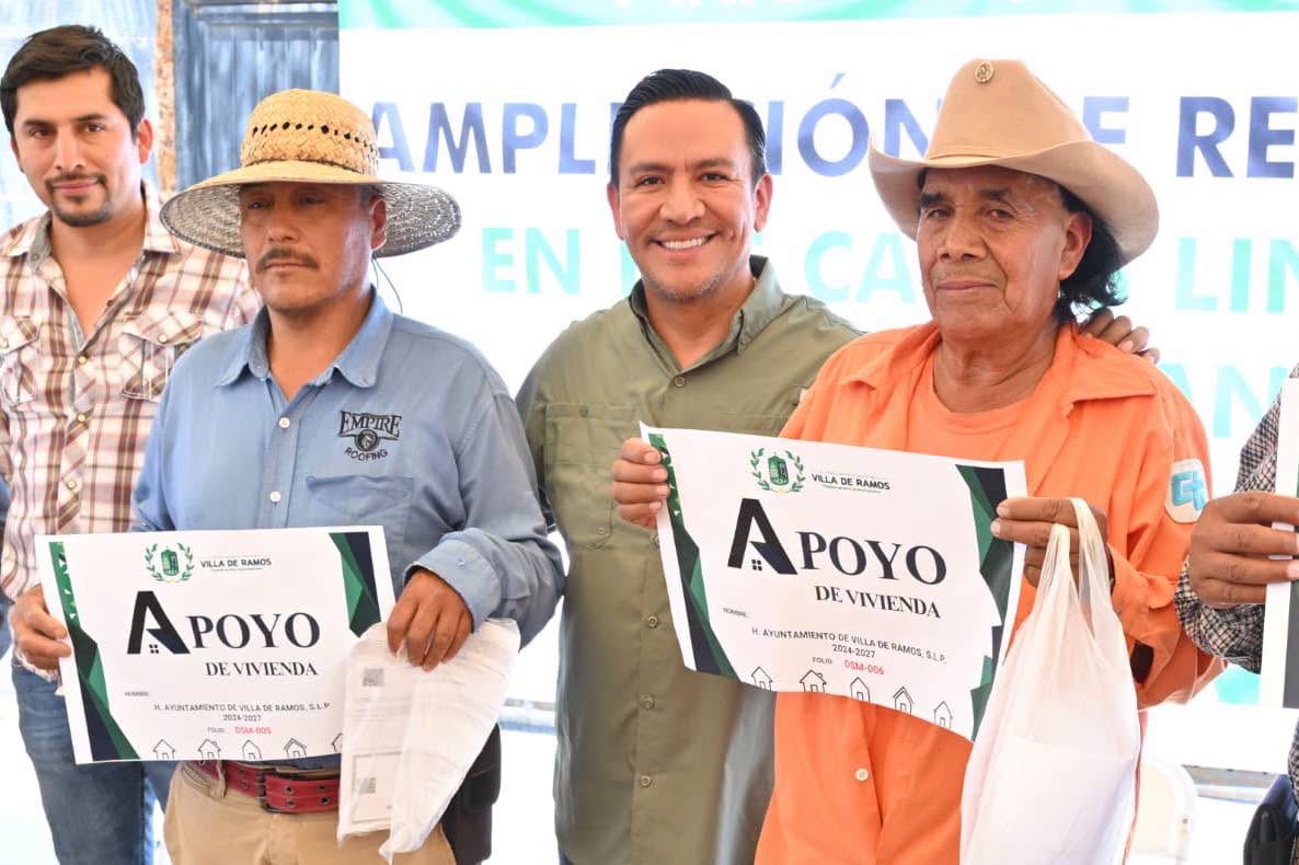 Entrega de apoyos de vivienda y arranque de ampliación eléctrica en la comunidad El Sauz de Calera, Villa de Ramos.