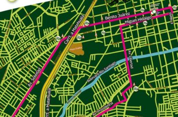 Mapa del recorrido de la rodada nocturna Bici + Rave que realizará el Ayuntamiento de Soledad de Graciano Sánchez el 27 de agosto.