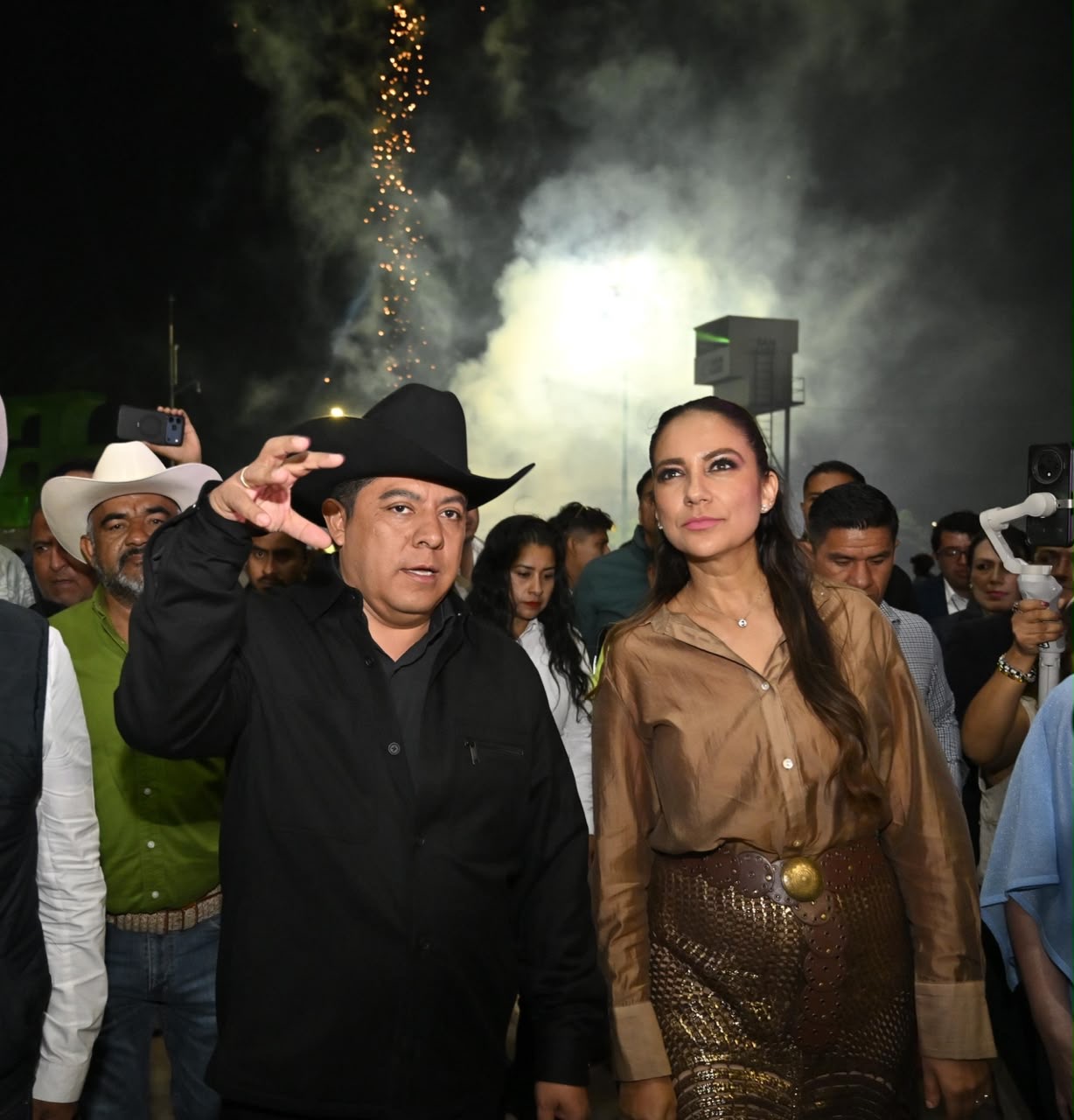 Libia Dennise García Muñoz Ledo y Ricardo Gallardo Cardona durante la inauguración de la Feria Nacional Potosina 2026.