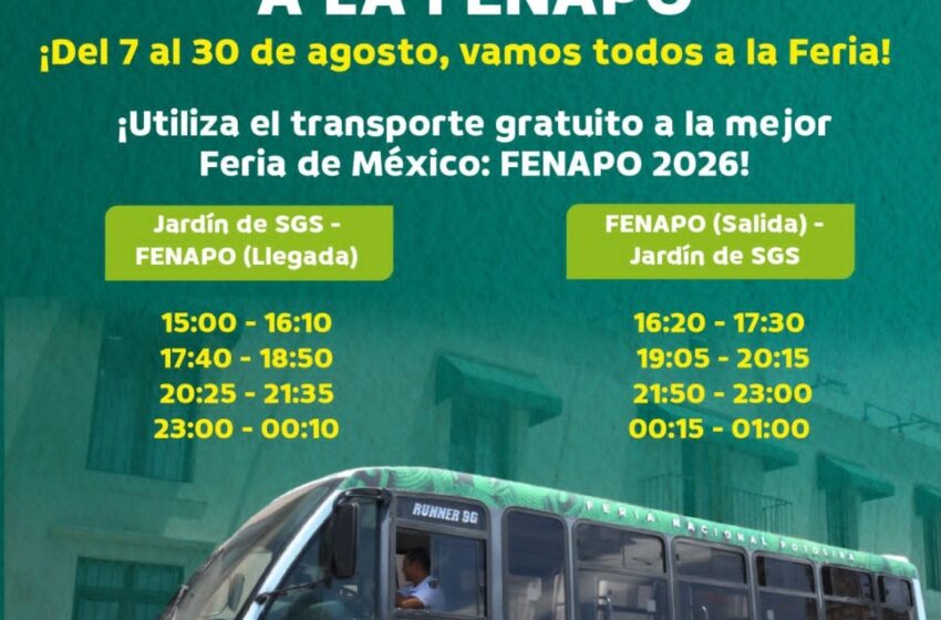  Soledad ofrece transporte gratuito hacia la FENAPO desde el Jardín Principal