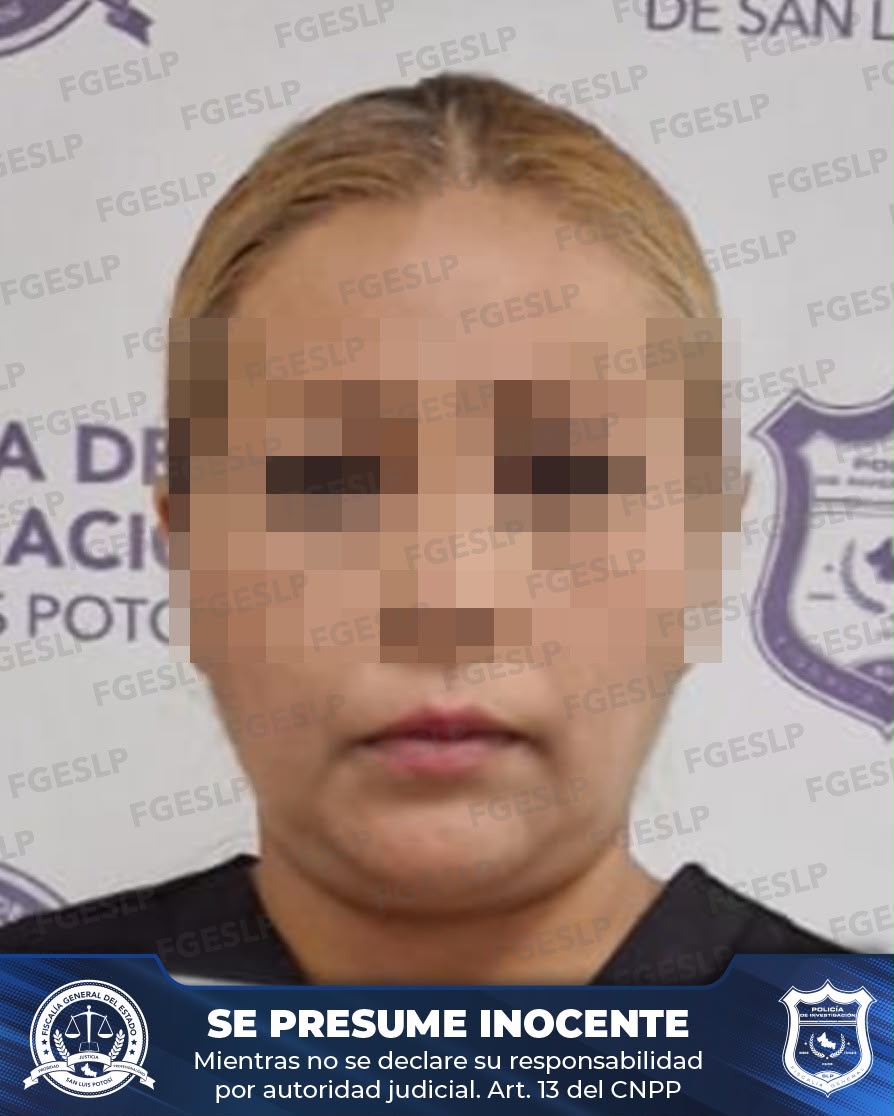 Ficha de la Fiscalía General del Estado sobre detención de mujer señalada por presunto robo calificado en la capital potosina.