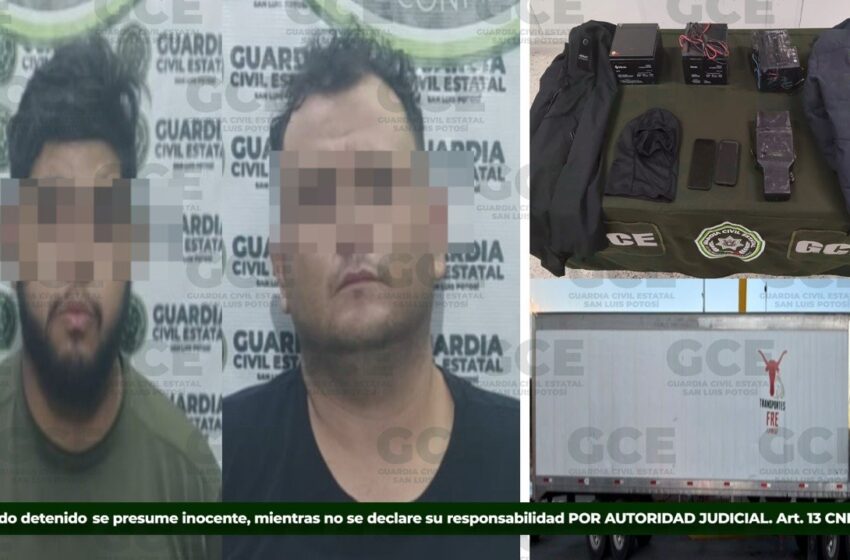  DIVISIÓN CAMINOS DE LA GCE FRUSTRA ROBO DE TRACTOCAMIÓN Y DETIENE A DOS PERSONAS EN VILLA DE ARRIAGA