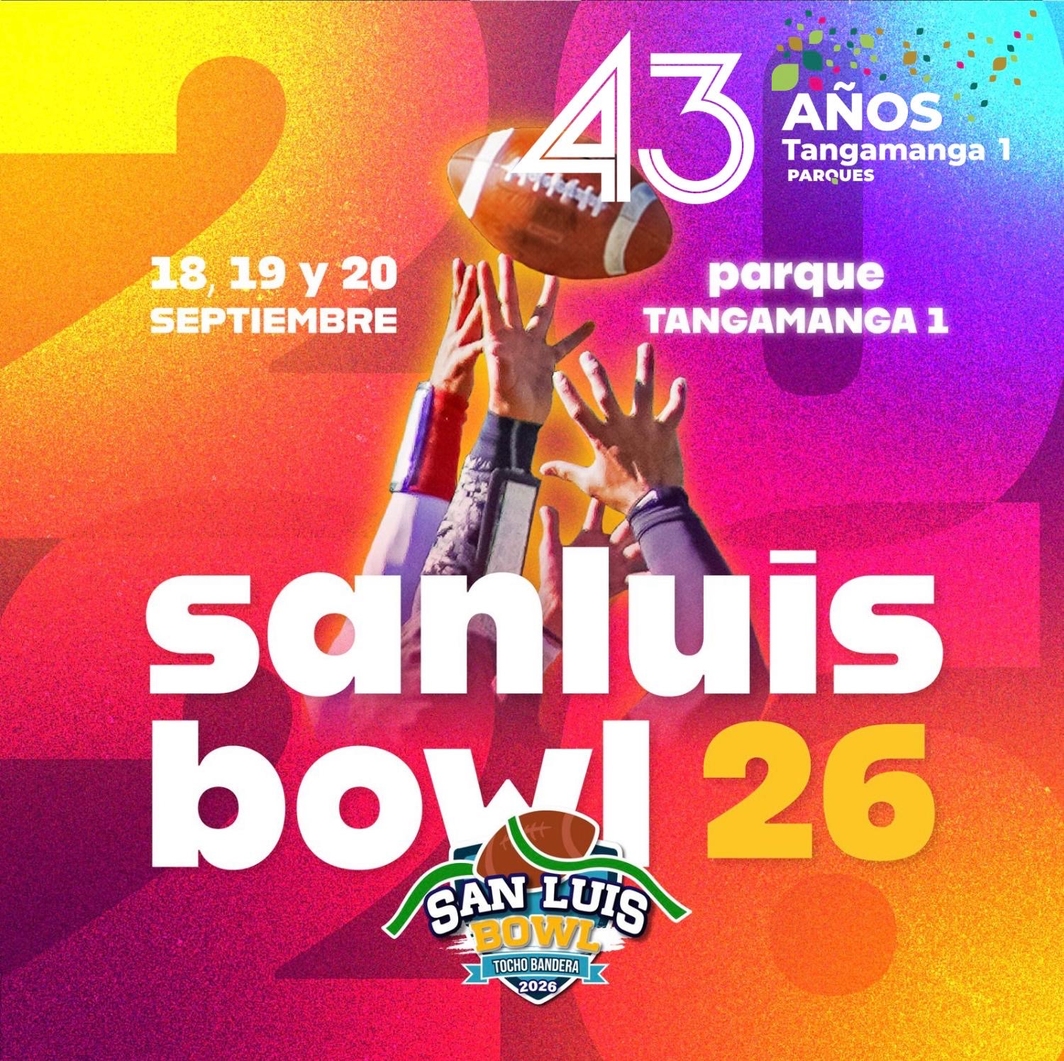 Cartel del San Luis Bowl 2026, torneo de tocho bandera que se realizará en el Parque Tangamanga I