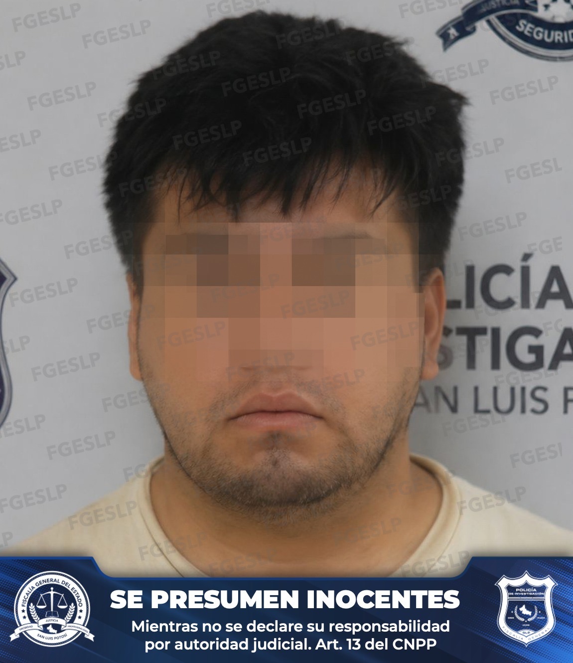 Imagen difundida por la Fiscalía de San Luis Potosí de un hombre detenido por su probable responsabilidad en abuso sexual calificado en Santa María del Río