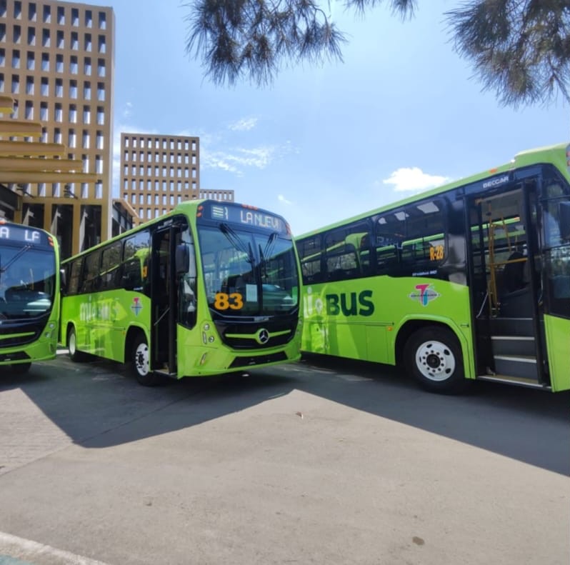 Autobuses de transporte público en San Luis Potosí utilizados para la capacitación de nuevos operadores