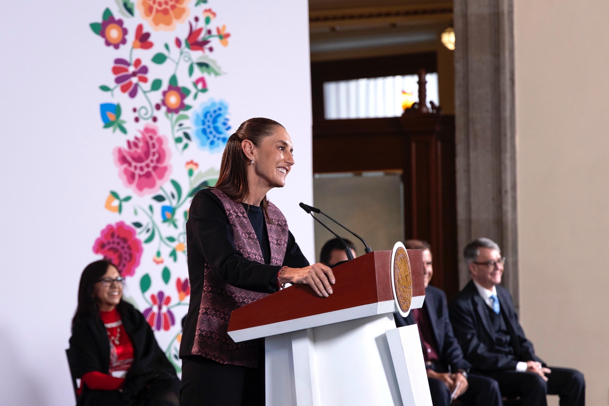Claudia Sheinbaum durante una conferencia del Gobierno de México sobre los Programas para el Bienestar