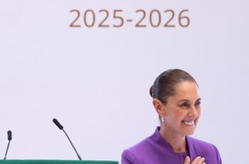 Claudia Sheinbaum durante la presentación de su Segundo Informe de Gobierno 2025-2026