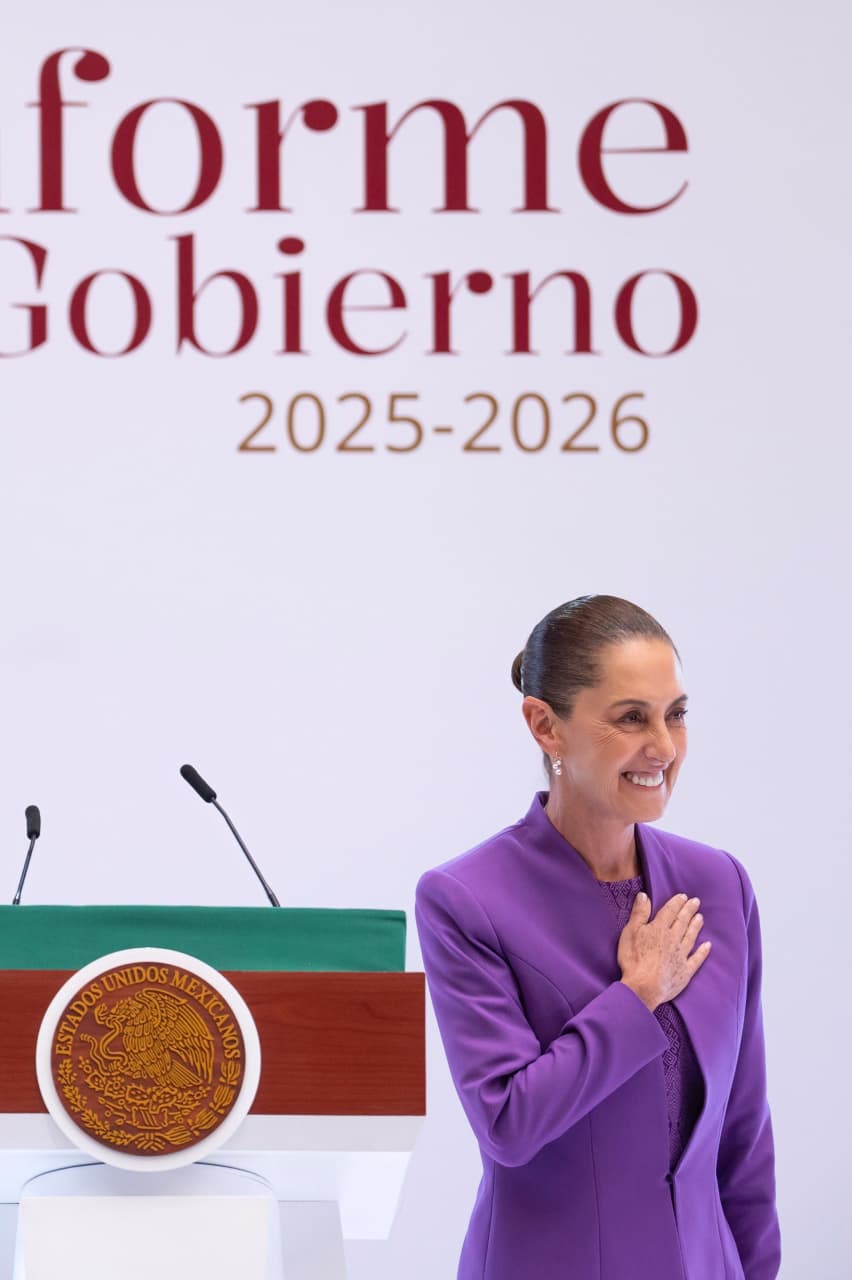 Claudia Sheinbaum durante la presentación de su Segundo Informe de Gobierno 2025-2026