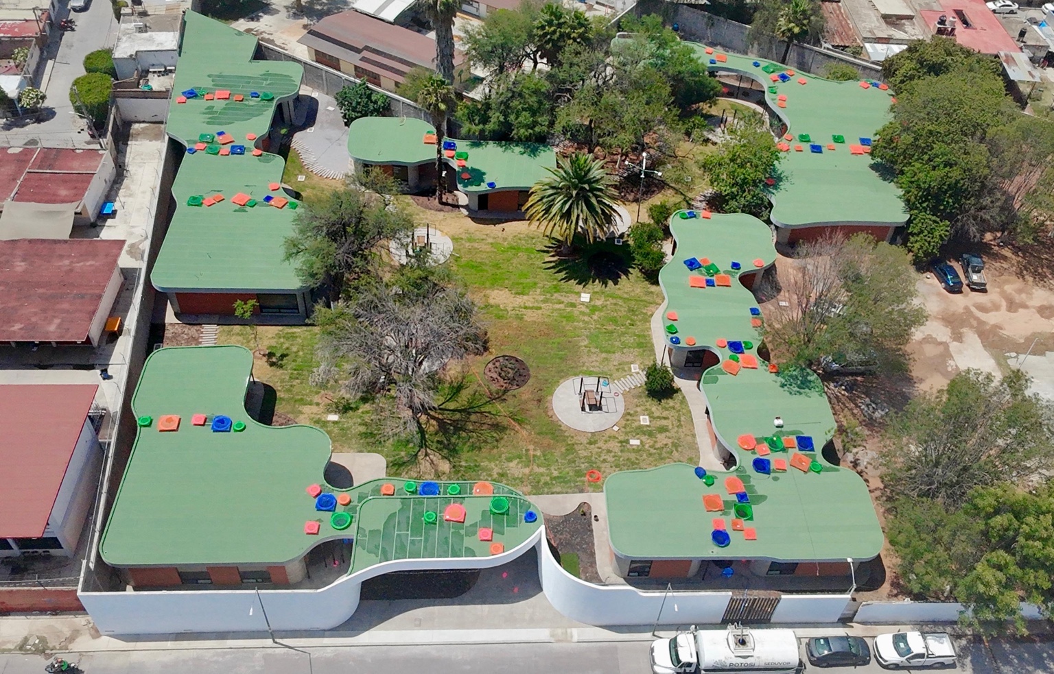 Vista aérea del Centro Integral para la Capacitación y el Deporte San Francisco en Soledad de Graciano Sánchez