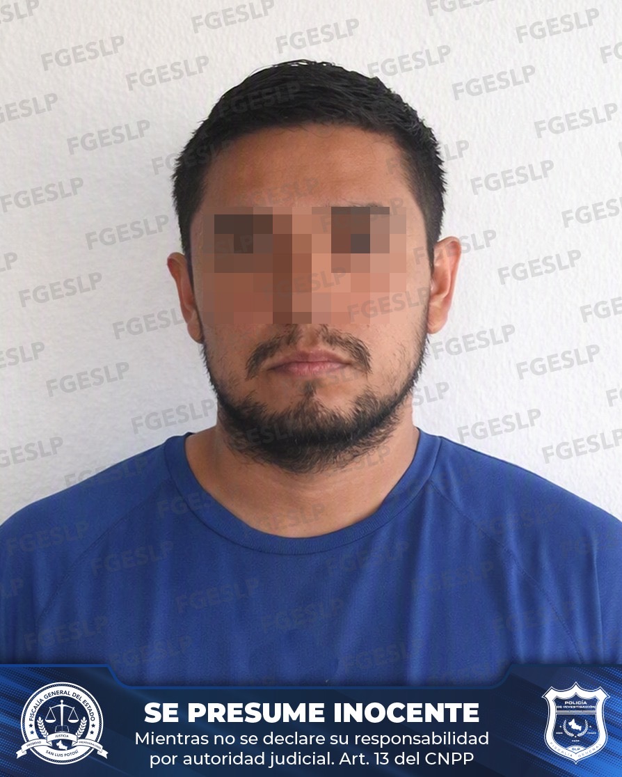 Imagen difundida por la Fiscalía de San Luis Potosí de un hombre detenido por su probable participación en el feminicidio de Tatiana N