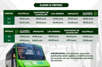 Horarios del ramal Los Jiménez de la Ruta 63 del transporte público en San Luis Potosí