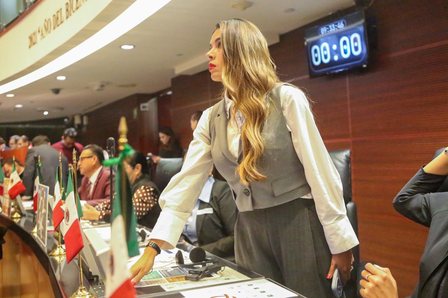 Senadora durante una sesión en el Senado de la República.