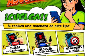 Material informativo de la campaña Colgar es ganar con recomendaciones para prevenir la sextorsión y denunciar al 089.