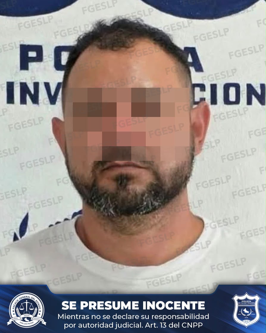 Imagen difundida por la Fiscalía General del Estado de San Luis Potosí sobre un imputado vinculado a proceso por feminicidio y delitos relacionados con desaparición.