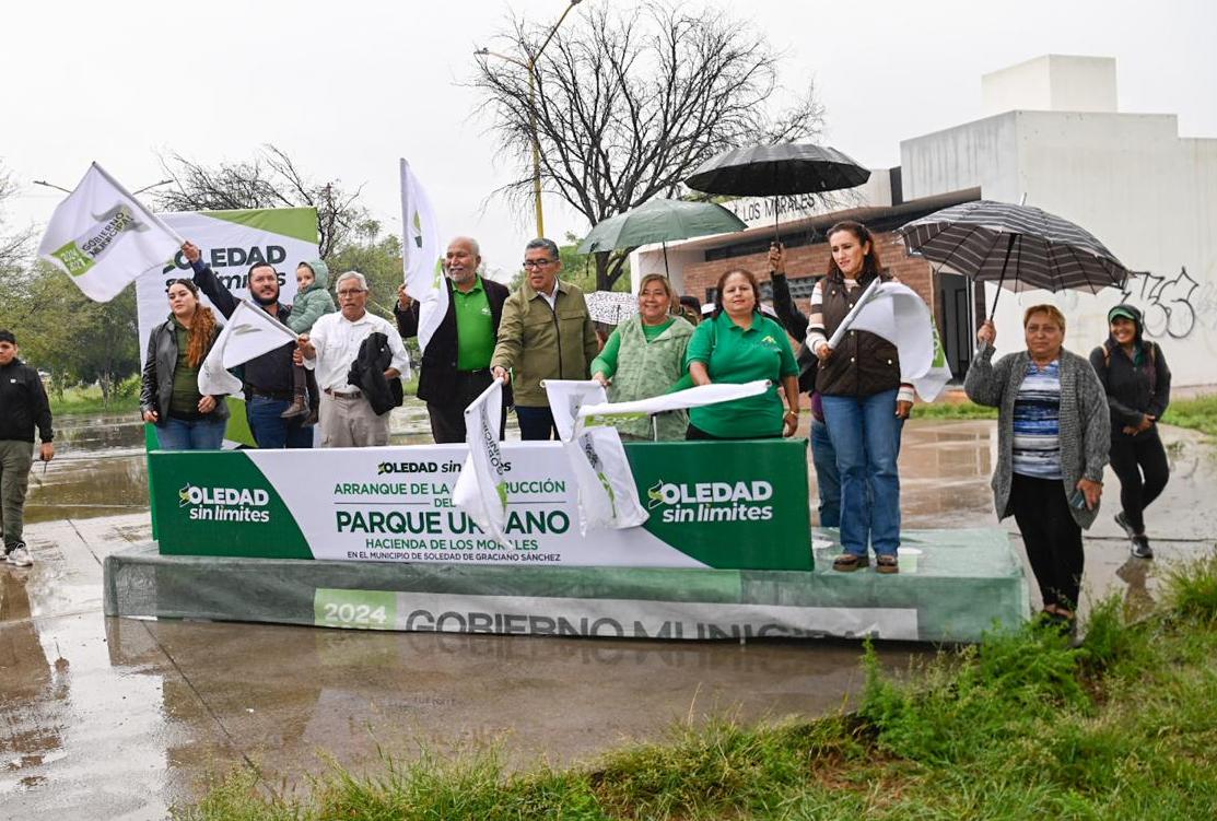 Arranque de la construcción de un parque urbano en la colonia Hacienda de Los Morales, en Soledad de Graciano Sánchez.