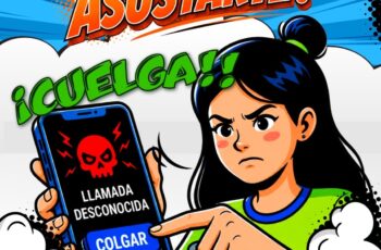 Material de la campaña “Colgar es ganar ¡No te dejes engañar!” para prevenir extorsiones telefónicas en San Luis Potosí.