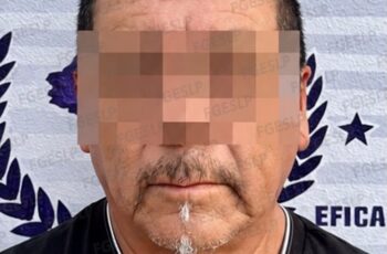 Fotografía difundida por la Fiscalía de San Luis Potosí de Raúl “N”, detenido por una orden de aprehensión relacionada con un homicidio ocurrido en Villa de Guadalupe; rostro difuminado.