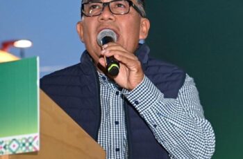 Juan Manuel Navarro Muñiz durante un evento del Ayuntamiento de Soledad de Graciano Sánchez.