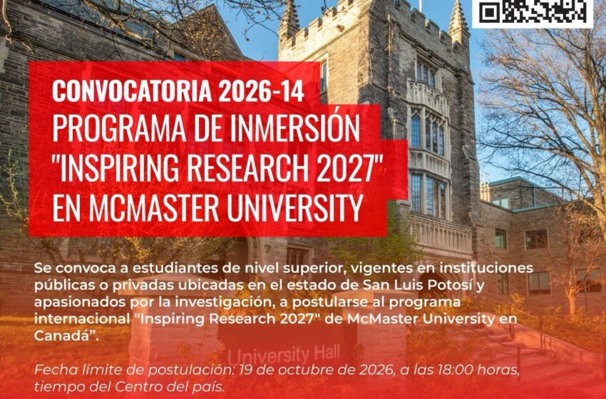  ESTUDIANTES POTOSINOS PODRÁN REALIZAR ESTANCIA DE INVESTIGACIÓN EN CANADÁ