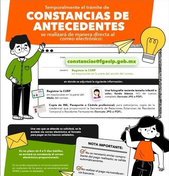  FISCALÍA POTOSINA TRAMITA CONSTANCIAS DE ANTECEDENTES PENALES POR CORREO ELECTRÓNICO